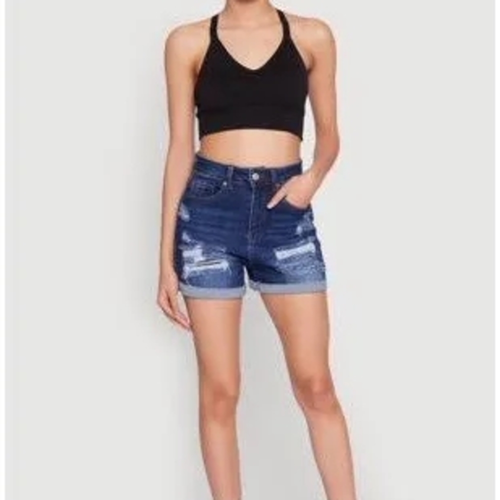 Wax Jeans Denim Blue Mom Shorts